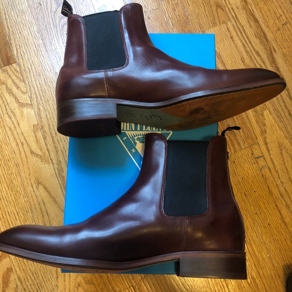 John Fluevog Men's Burgundy Chelsea Boots